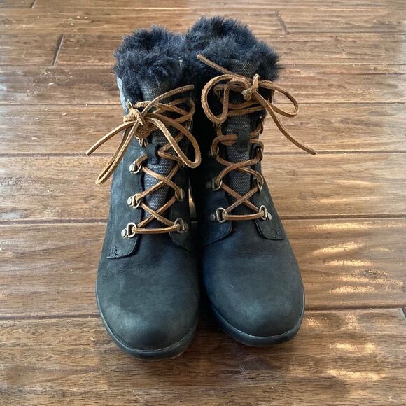 Sperry Top-Sider Luca Peak Women’s Wedge Boots Black Sz 9 Faux Fur - Picture 5 of 10